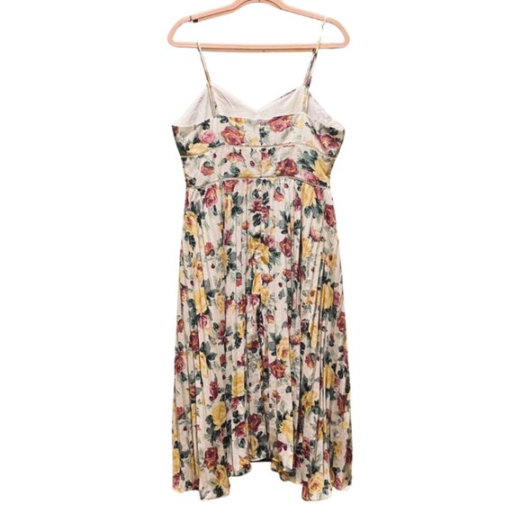 Jane Celeb Style Pleated Midi Dress in Floral Print Lg - Picture 2 of 4